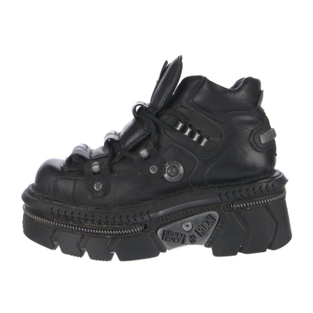 New Rock Leather Wedge Sneakers Size 6